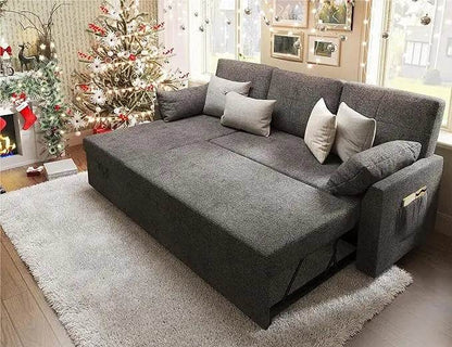 Sleeper Sofa Bed 2 in 1 Pull Out Couch Bed with Storage Chaise for Living Room Pull Out Bed - MarvelouStoree