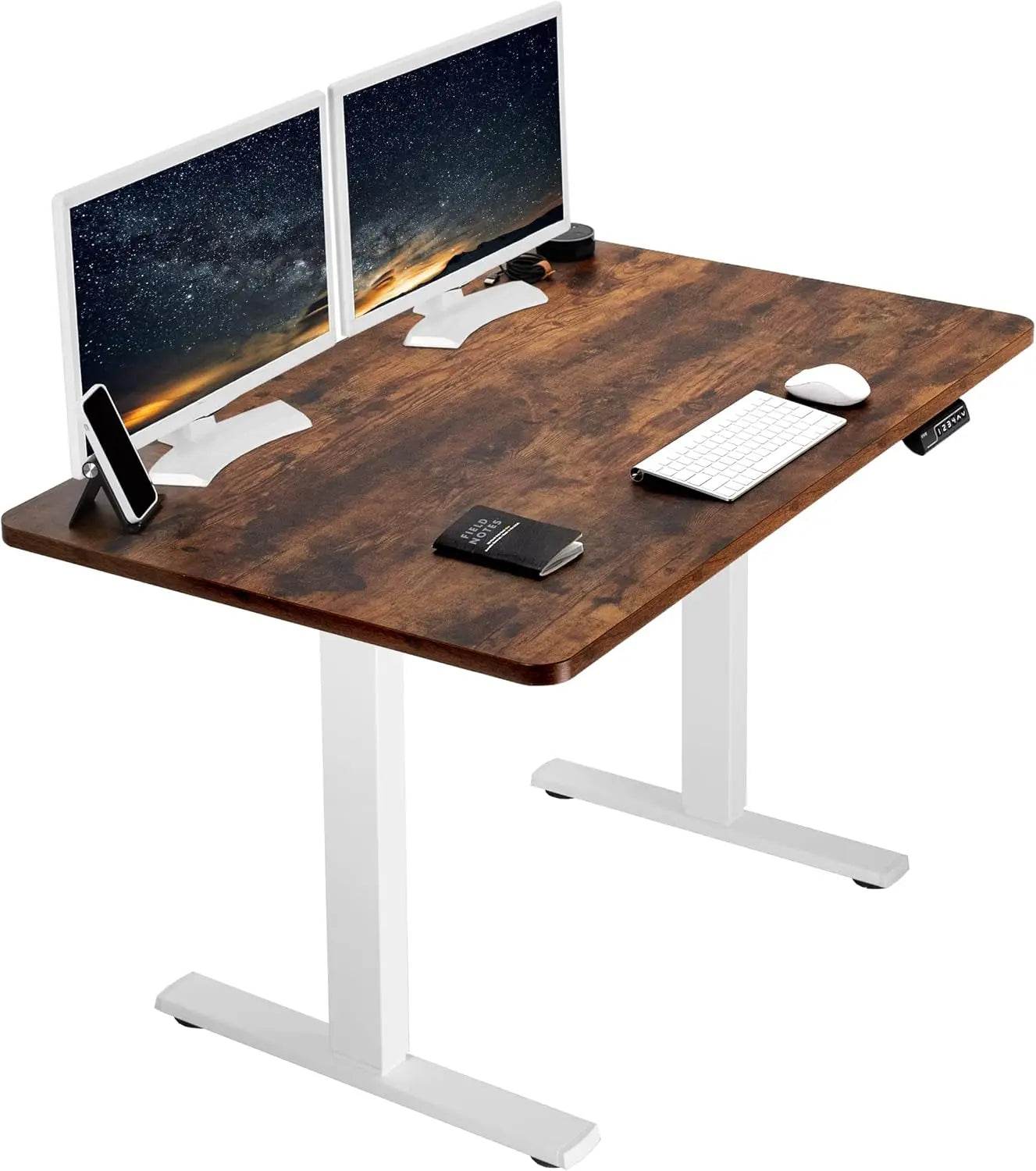 Electric Rustic Standing Desk Workstation, Memory Controller Height Adjustment Particle Board, Steel Computer Standing Desk - MarvelouStoree