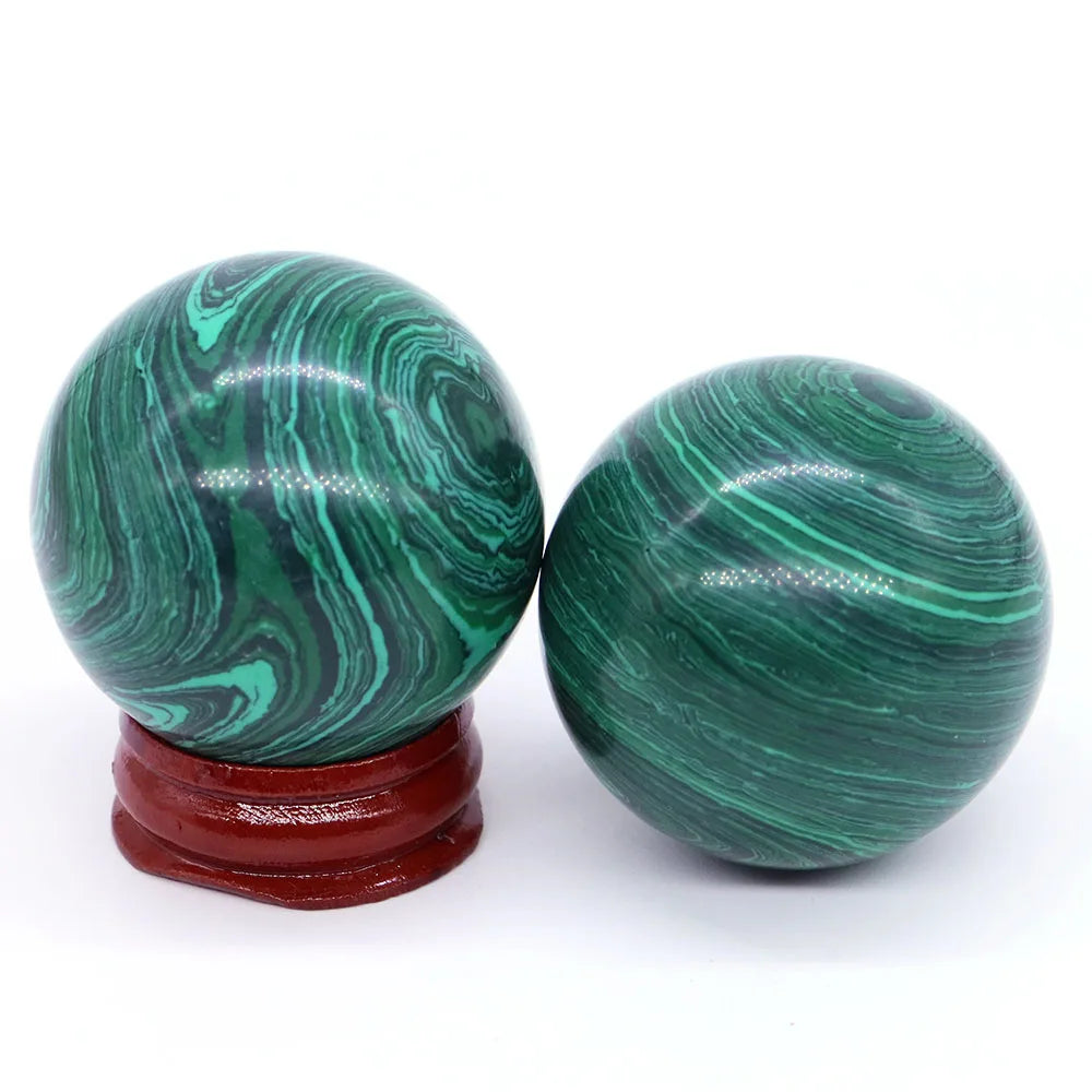 40MM Natural Crystal Round Ball Globe Malachite Turquoise Quartz Sphere Fengshui Wicca Chakra Massage Gemstone Home Decor Gift