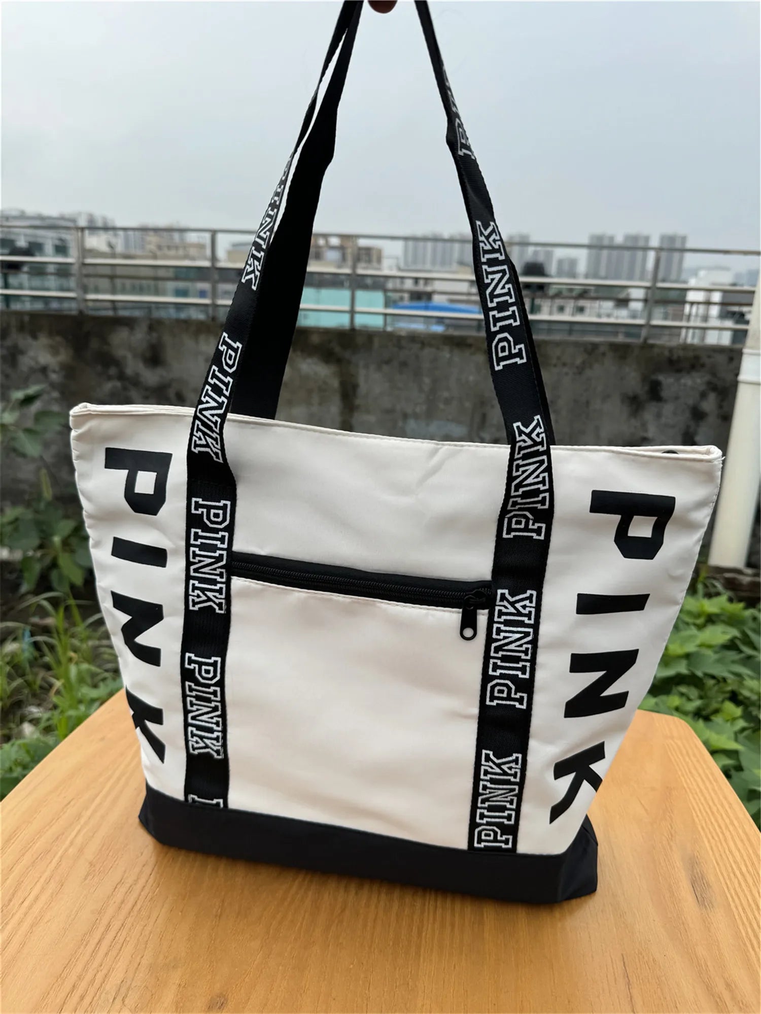 2024 New Korean Fashion Shoulder Bag Trend Letter Bag Printed Bag Color Contrast Letter Strap Handbags Large Capacity Tote