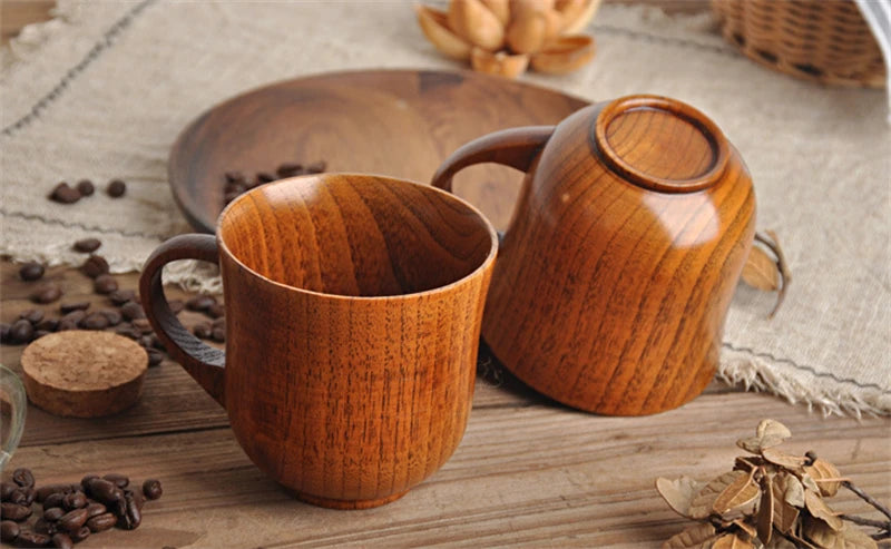 Wooden Big Belly Cups Handmade Natural Spruce Wood Cups Beer Tea Coffee Milk Water Cup Kitchen Bar Drinkware for Kitchen