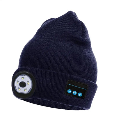 Microphone Headphone Music Smart Caps Beanie Knitted Plus Velvet Winter Hat With Headphone LED Wireless Bluetooth