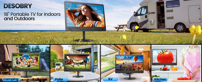 18 Inch Portable TV with Digital ATSC Tuner, Small TV with Built-in 6000mAh Battery, Portable Monitor with 1080P HDMI Input