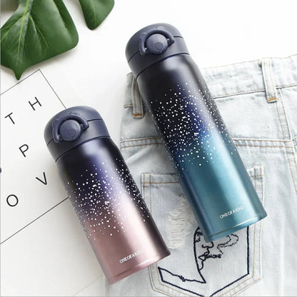 Vacuum Flask Thermos Mug Coffee for Tea Stainless Steel Cup Portable Stars Color Gradient Bottle Travel Thermal Mug 350ml/500ml