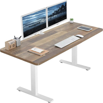 Electric Rustic Standing Desk Workstation, Memory Controller Height Adjustment Particle Board, Steel Computer Standing Desk - MarvelouStoree