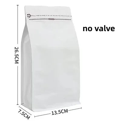 50pcs 100g 250g 500g 1kg Wholesale Matte White Ziplock Box Bottom Roasted Coffee Bag Pouches Flexible Packaging With Valve