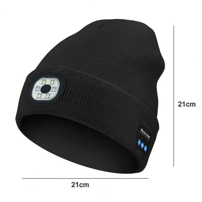 Winter Wireless Music Bluetooth 5.0 Headphone Beanie Hat With LED Light HD Stereo Speakers Handfree Headset Headphone Call MIC