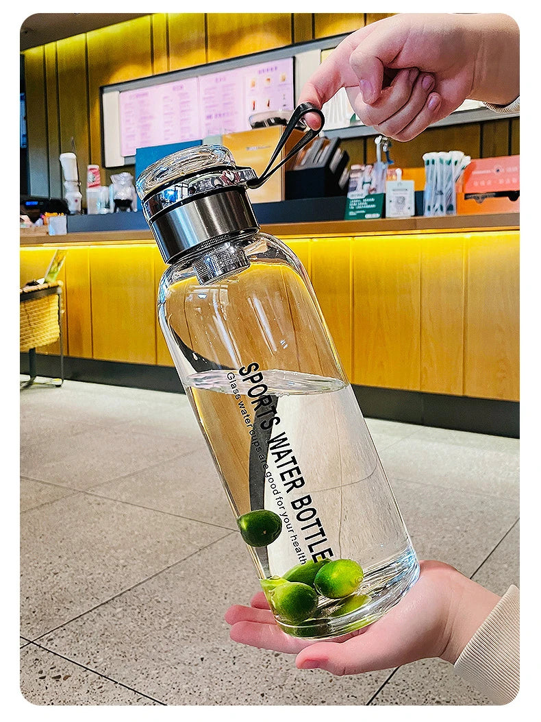 2L Large Capacity Glass Water Bottle Transparent Milk Juice Cup Outdoor Portable Leakproof Drinkware Tea Water Glass Bottle 2L