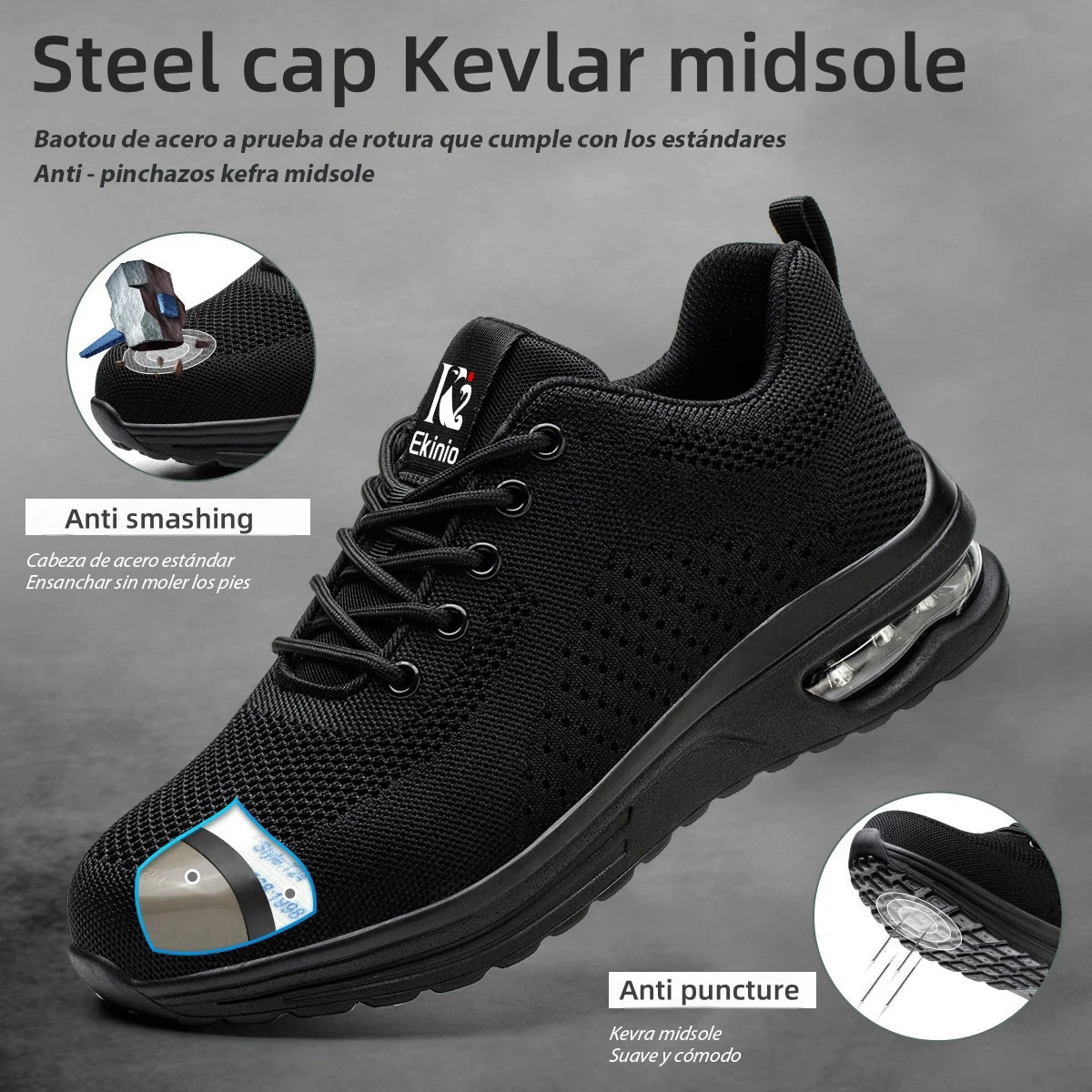 Air Cushion Work Safety Shoes For Men Women Breathable Work Sneakers Steel Toe Shoes Anti-puncture Safety Protective Shoe