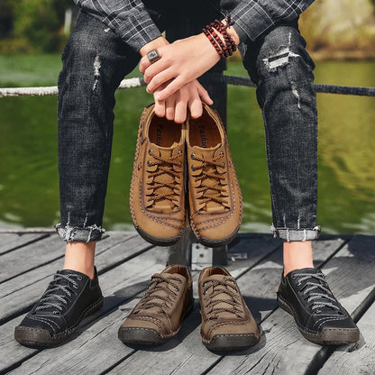 New Men Leather Casual Shoes Outdoor Comfortable High Quality Fashion Soft Homme Classic Ankle Non-slip Flats Moccasin Trend