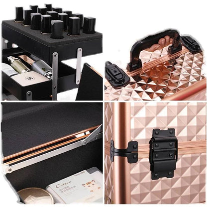 Multi-functional New Trolley cosmetic bag,rolling luggage Makeup Toolbox case Cosmetic Bags on Wheel,Nail tattoo trolley box bag - MarvelouStore