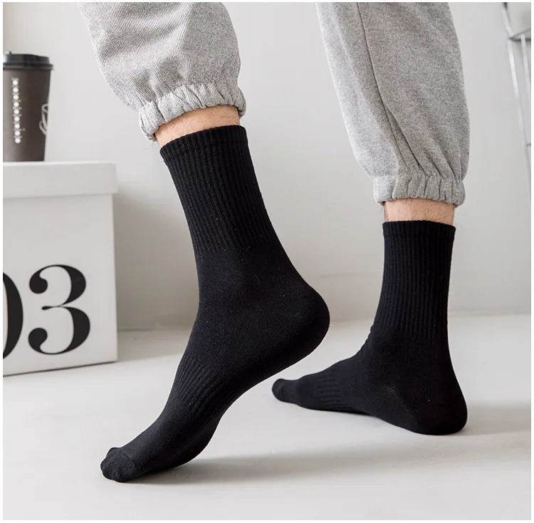 Men Socks Cotton Breathable Long Business Harajuku Socks Solid Gentleman Sox Sokken Outdoor Sports 5 Pairs/Lot Socks - MarvelouStoree