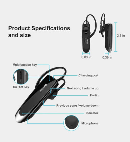 New Bee B41 Wireless Bluetooth 5.0 Earphones Hands-Free Mini Headset 22H Music Playing Earpieces With CVC 6.0 Mic For IPhones