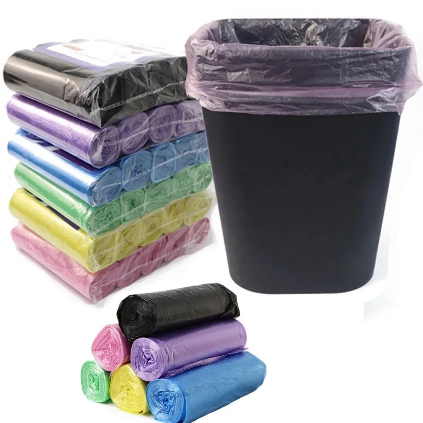 5 Rolls 100 Counts Disposable Small Trash Bags Portable Pe Rubbish Bags Wastebasket Bags Small Garbage Bags Office Kitchen Waste