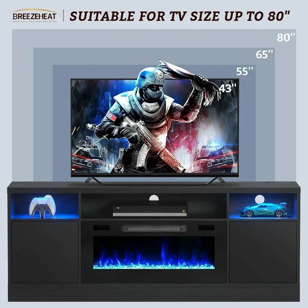 Electric Fireplace TV Stand-Led Entertainment Center TV Stand with Electric Fireplace-Living Room Tv Cabinet - MarvelouStoree