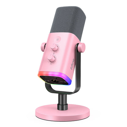 FIFINE USB/XLR Dynamic Microphone with RGB Control/Headphone jack/Mute,MIC for PC Gaming Recording Streaming AmpliGame-AM8