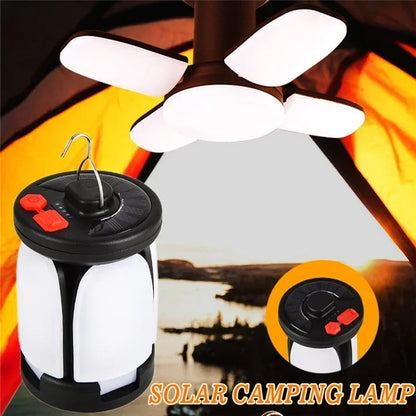 High Power Solar LED Camping Lantern Rechargeable 4500mAh 1000LM Emergency Power Bank Foldable 6 Light Modes for Camping Fishing