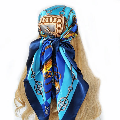 new 90*90cm fashion Silk Scarf Scarftop Headwraps Women Vintage Four Seasons Hair Scarve Hijab Foulard Bandana Femme Headscarf