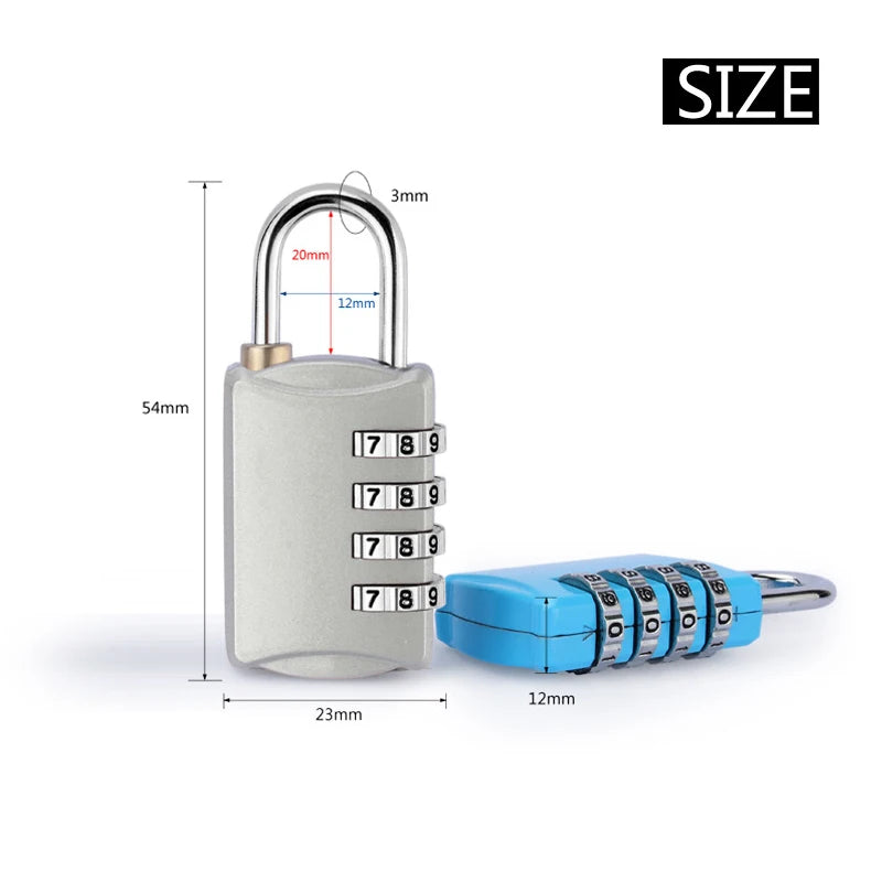 4 Dial Digit Number Combination Password Travel Lock Security Protect Suitcase Luggage Metal Code Password Lock Padlock