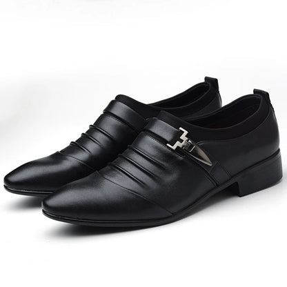 Classic Men Dress Shoes Slip on PU Leather Shoes for Men Plus Size Point Toe Business Casual Men Formal Shoes for Wedding