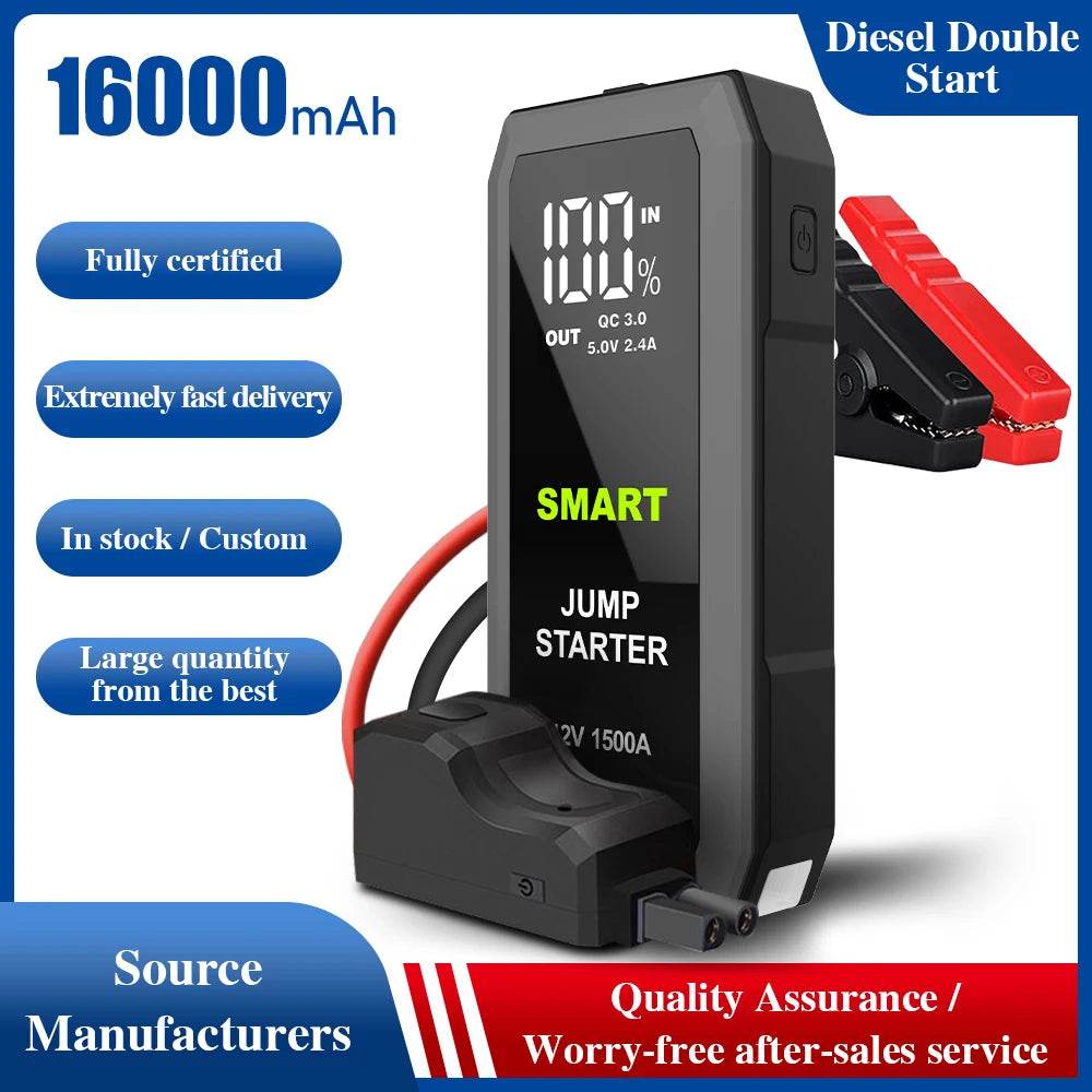 16000mAh 12V Car Jump Starter Power Bank 600A Car Battery Charger Auto Emergency Booster Starting Device Jump Starter - MarvelouStoree