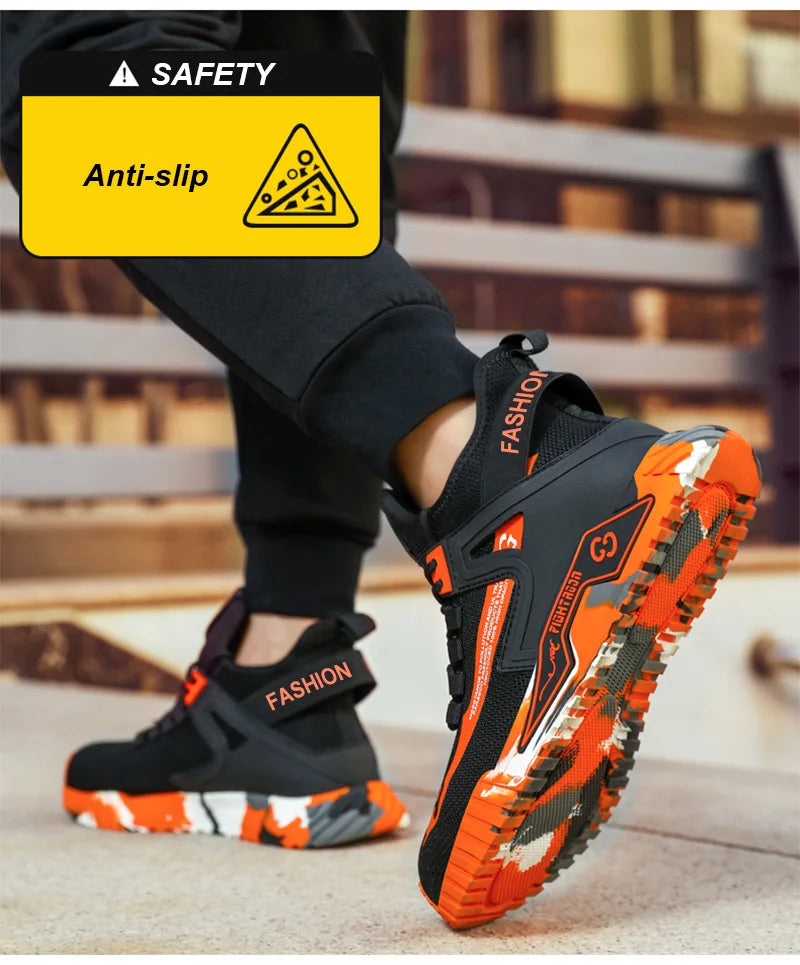 Men's Work Safety Shoes High top Steel Toe Work Shoes Men Anti-puncture Safety Shoes Woman Safety Boots Man Indestructible Shoes