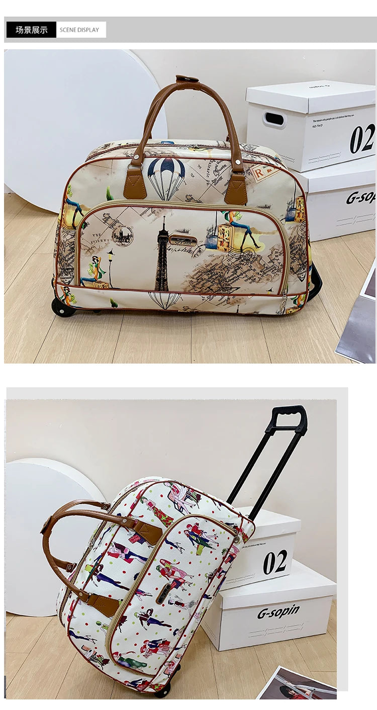 Large Capacity Women Travel Suitcase Trolley Bags Wheeled Bag Oxford Waterproof Rolling Luggage Travel Bag With Wheels