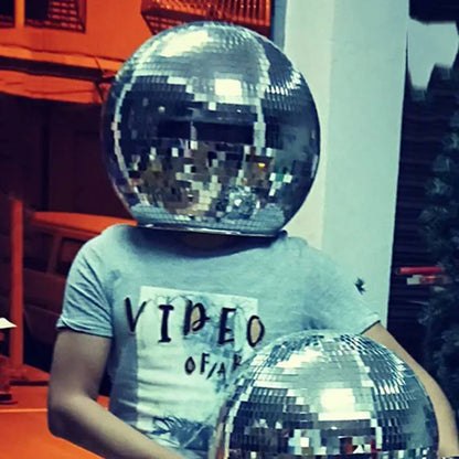 Disco Ball Helmet with Retractable Visor, Mysterious Mask, Cosplay Headgear, Disco Party Costume, cyberpunk Outfit, 40cm