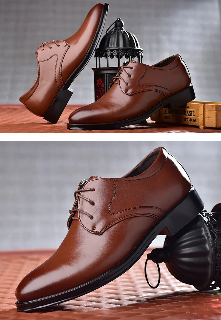 Men Dressing Shoes Formal for Men's Casual Shoe Leather Social Wedding Designer Pointed Toe Black Office Winter Shoes Brand 2023