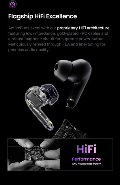 iKKO World's First AI TWS Earbuds with Smart System&Touchscreen ActiveBuds Bluetooth Earphones Wireless Headphone In-Ear Headset