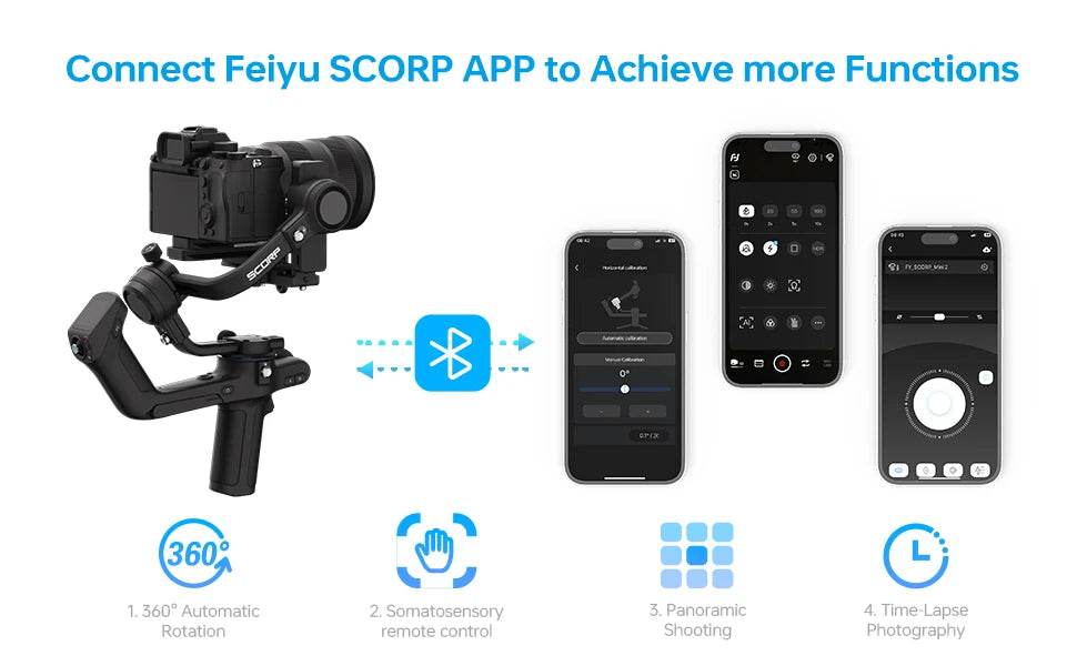 FeiyuTech SCORP 2[Official]Camera Gimbal Stabilizer Built-in AI Tracker Upgrade Joystick Touch Screen for Mirrorless DSLR Camera - MarvelouStoree