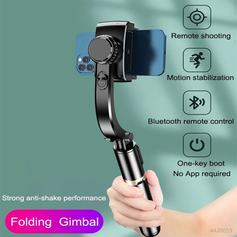 Roreta 2023 NEW Gimbal Stabilizer Selfie Stick Foldable Wireless Tripod with Bluetooth Shutter Monopod for IOS Android