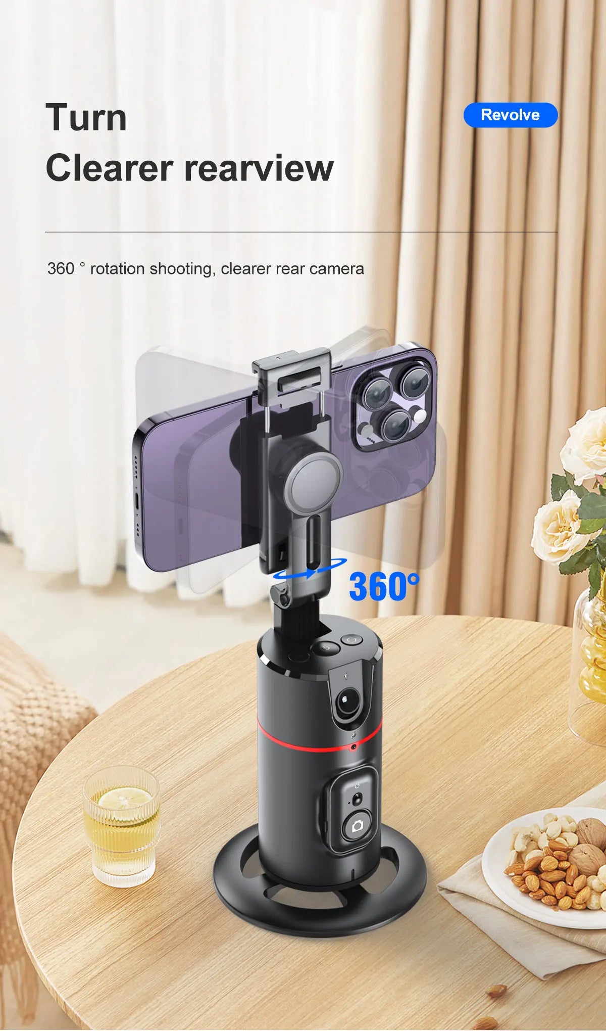 Selfie Stick with Stabilizer Auto Face Tracking Wireless Selfie Stick Tripod Handheld Gimbal Stabilizer with Fill Light for Live