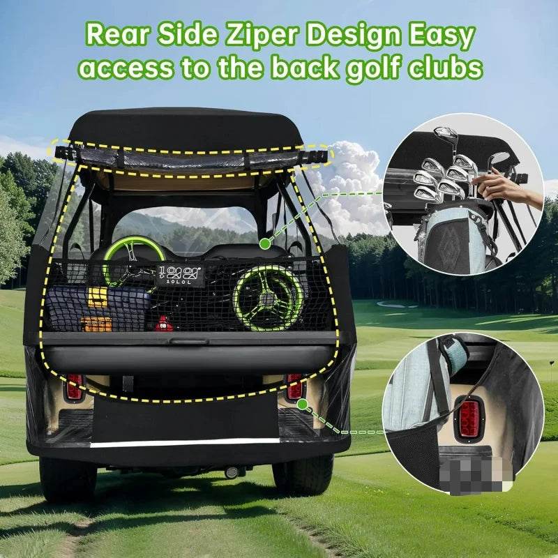 AQ10L0L Golf Cart 4 Passenger Driving Enclosure for Club Car DS,4-Sided Clear Window Rain Cover All Weather Waterproof Windproof - MarvelouStoree