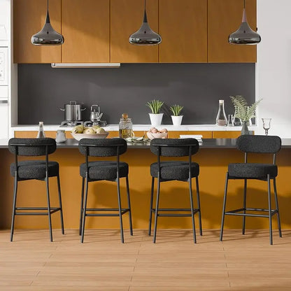 4 Inch(about 10.2 cm)Thick round Seat Height Metal Bar Stool,with Curved Back,Suitable for Kitchen Island、Coffee Shop、Bar