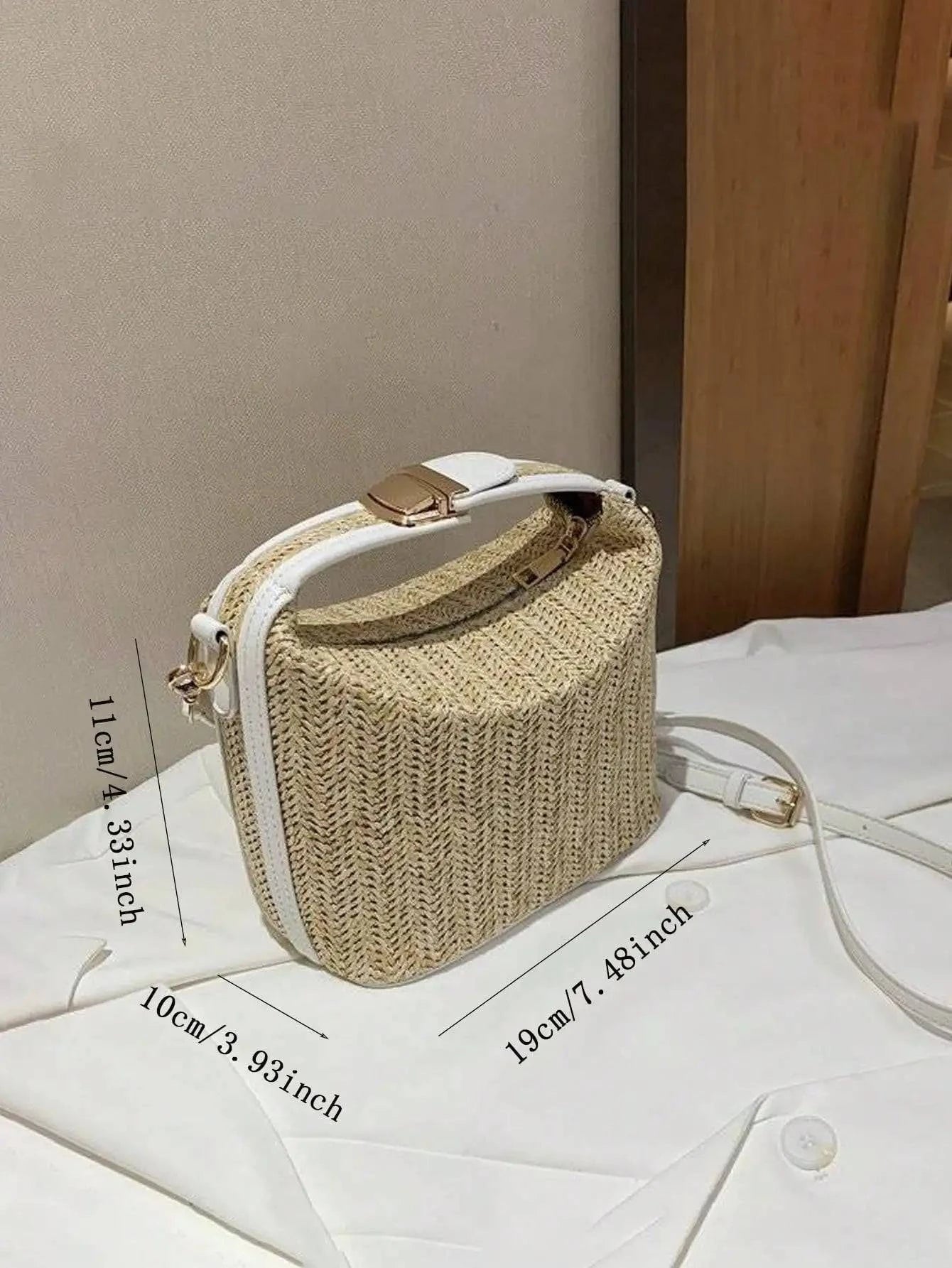 2024 Summer New Grass Weaving Small Bag Casual Women's Bag Handheld One Shoulder Crossbody Bag