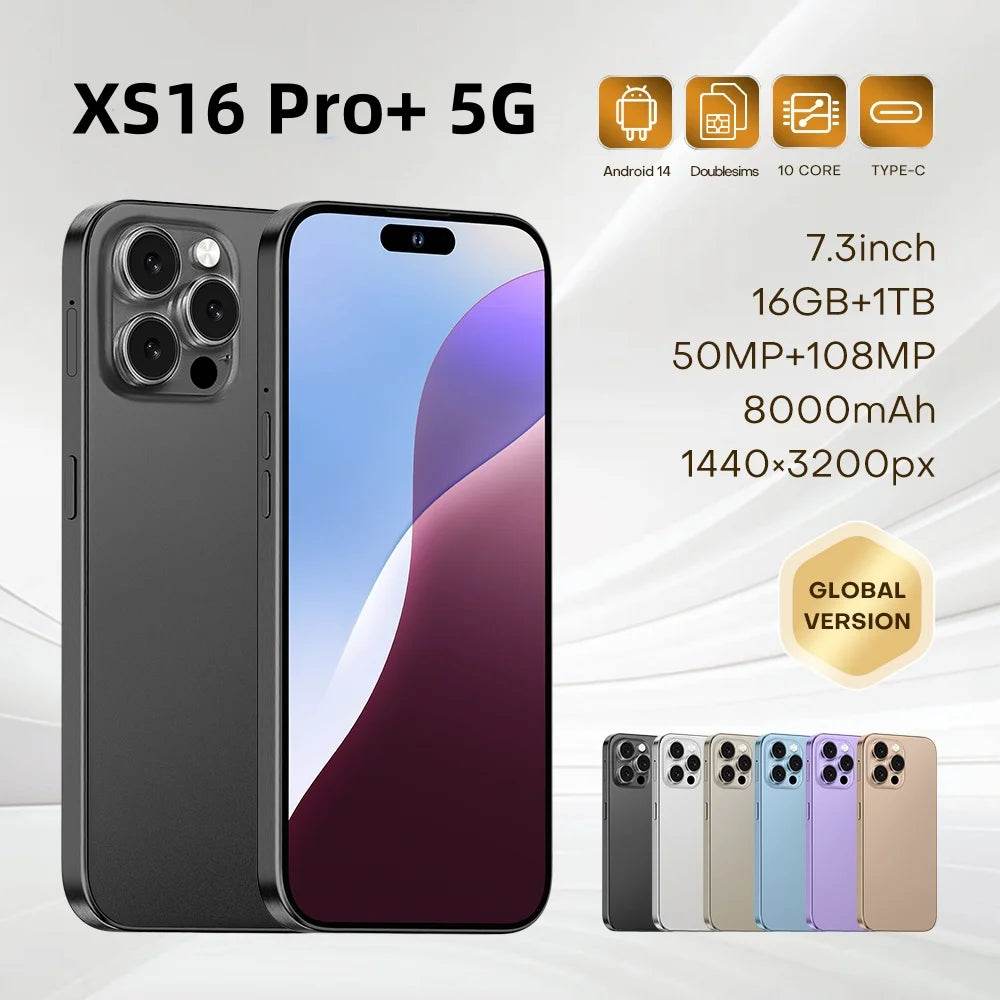 Original For Brand 16GB+1TB For Smartphone 7.3 inch XS16 Pro+ Full Screen 4G 5G Cell Phone 8000mAh Mobile Phones Global Version﻿ - MarvelouStoree