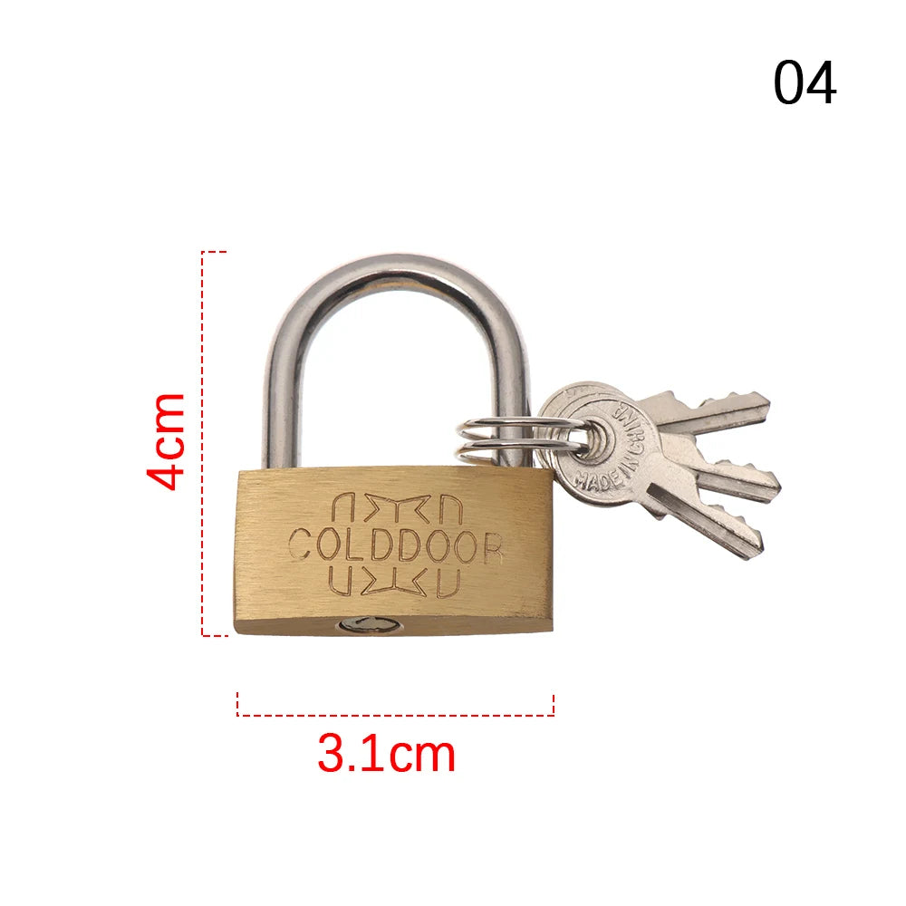 Mini Brass Padlock With 2 Keys Locker Case Supply Travel Suitcase Luggage Case Padlock Security Tool Simple Small Copper Lock