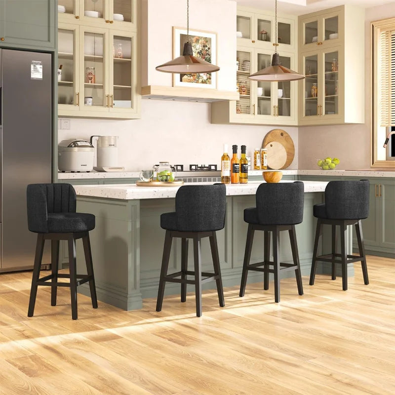 Bar Stool Padded Seats and Solid Wood Pedals,Seat Height Modern Bar Chair with Backrest,Suitable for Bars and Kitchen Islands