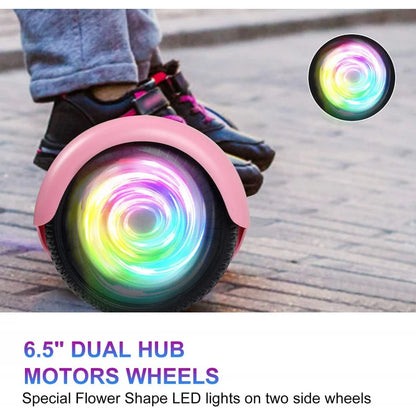 Hoverboard Kids Ages 6-12, with Built-in Bluetooth Speaker and 6.5 Colorful Lights Wheels, Safety Certified Self Balancing