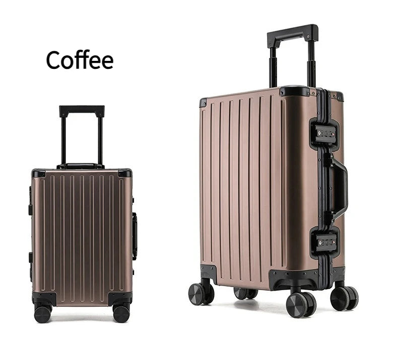 2024 New Large Capacity Durable Luggage Magnalium Aluminum Alloy Men Man Women Carry-On Boarding Travel 20/24/26/28