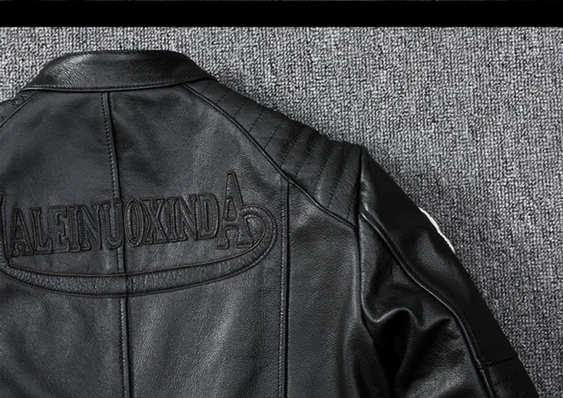 Motorcycle Genuine Leather Jacket for Men Style Biker Jackets Slim Cowhide spring Coat Men