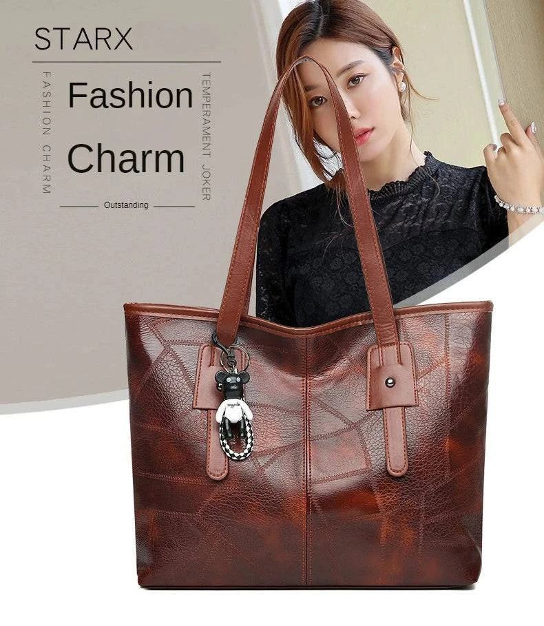 Korean Version Trendy Women's 2024 New Large Capacity Tote Bag with Horizontal Square Zipper Single Shoulder Handbag