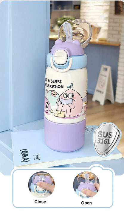 500ML Cartoon Kids Thermos Bottle Cute Children's Thermal Water Bottle 316 Stainless Steel Thermos Mug For Outdoor Water Cup ﻿