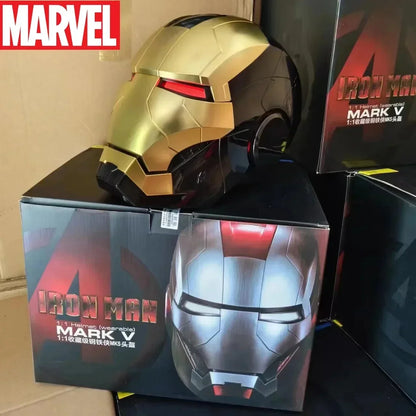 Marvel Iron Man Autoking 1/1 Mk5 Helmet Remote And Voice Control Iron Man Automatic Helmet Mask With Led Light Figure For Boys