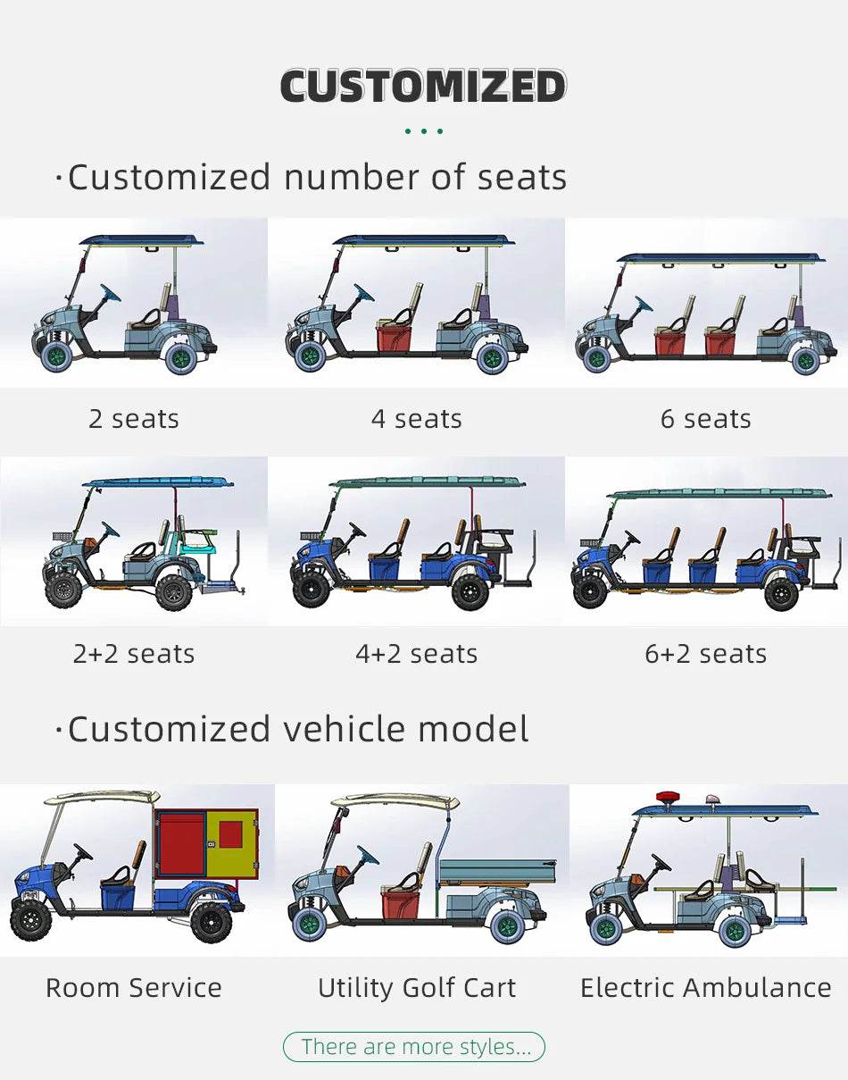 Brand New 6 Person Electric 4 Wheel Club Car Golf Cart For Sale 4 Seaters Golf Car Available with 14 inch off-road Al wheel - MarvelouStoree