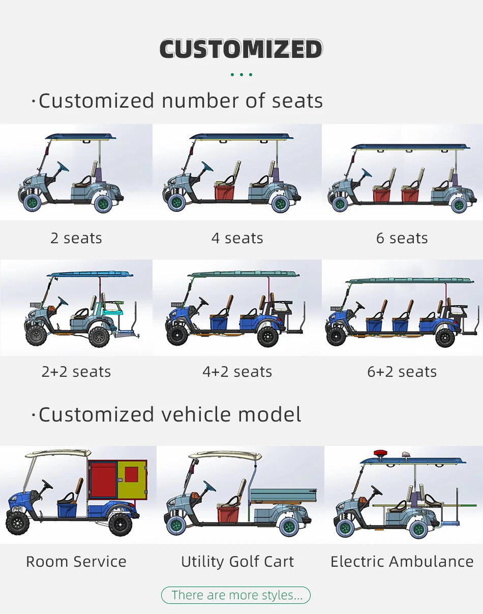 2023 New Tourist Golf Carts Four-Whee 4 Seat 48V 72V Vehicle Street Legal Electric Golf Cart 6 Seater Lithium Battery Golf Car