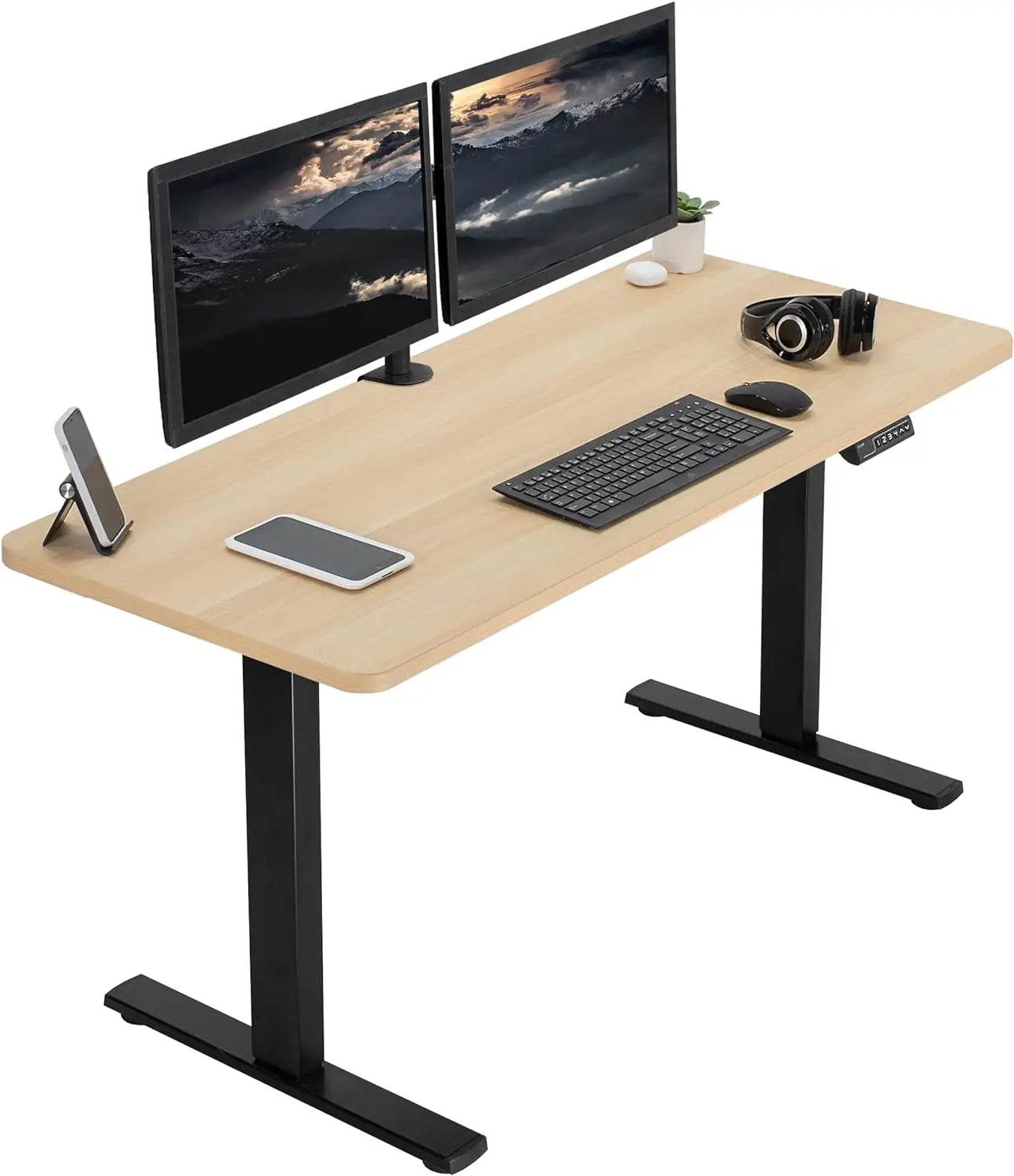 Electric Rustic Standing Desk Workstation, Memory Controller Height Adjustment Particle Board, Steel Computer Standing Desk - MarvelouStoree