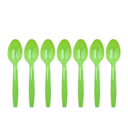 10pcs/Set green golden Pink Disposable Tableware Plastic Knife Fork Spoon Birthday Decor Kids Adults Wedding Party Supplies