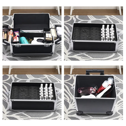 Professional 2/3/4 layers trolley makeup suitcase portable cosmetic trolley luggage box nail tattoo embroidery beauty toolbox